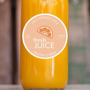 Redondo Adesivo de Suco de Laranja Fresco Garrafa de Suc