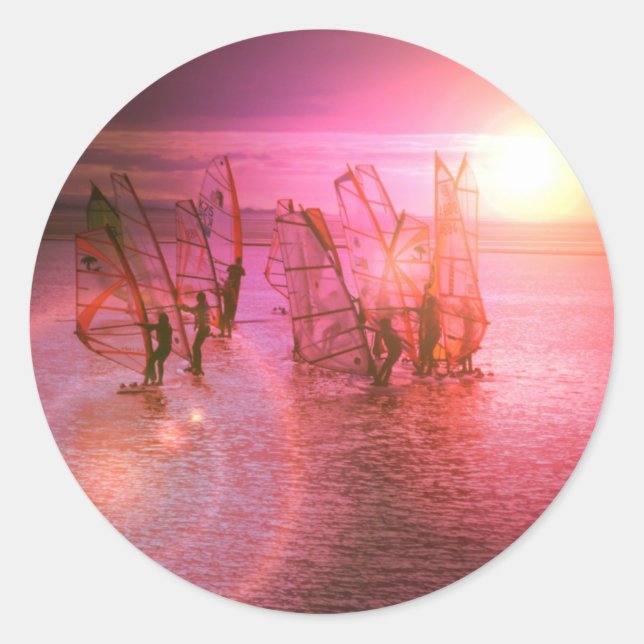 Redondo Adesivo de surfe sunset (Frente)