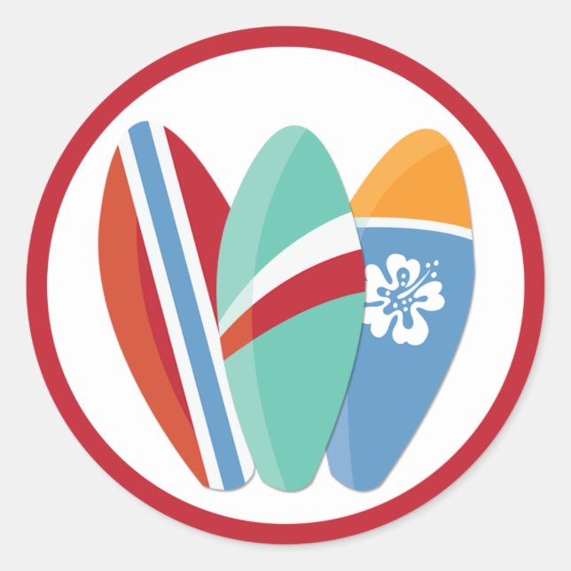 Redondo Adesivo de surfistas do Surfer Party (Frente)