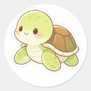 Redondo Adesivo de Tartaruga Bebê Kawaii Fofa Tartaruga