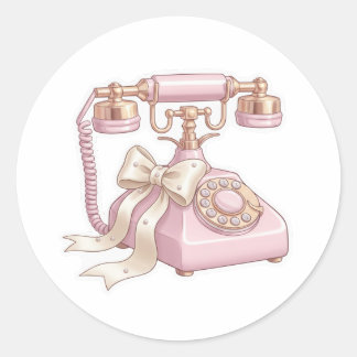 Redondo Adesivo de Telefone Rotativo Rosa Vintage - Estéti