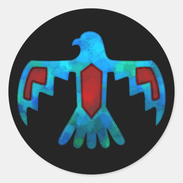 Redondo Adesivo de Thunderbird Vermelho e Azul (Frente)