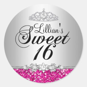 Redondo Adesivo de Tiara de Brilho Rosa e Diamante Sweet 1