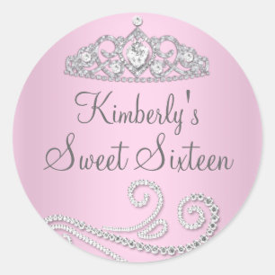 Redondo Adesivo de Tiara de Diamante Sweet Sixteen