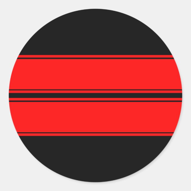 Redondo Adesivo de tiras duplas de cruz vermelho preto (Frente)