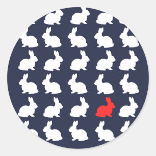 Redondo Adesivo de Trinta Coelhinhos Fofos e Divertidos