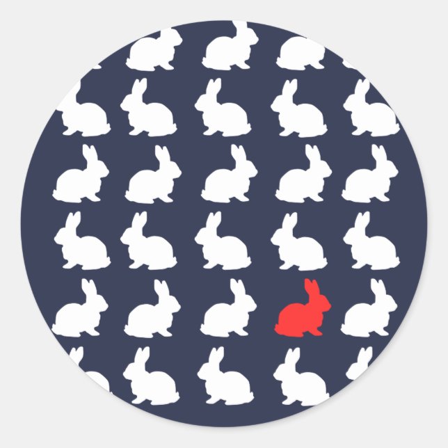 Redondo Adesivo de Trinta Coelhinhos Fofos e Divertidos (Frente)