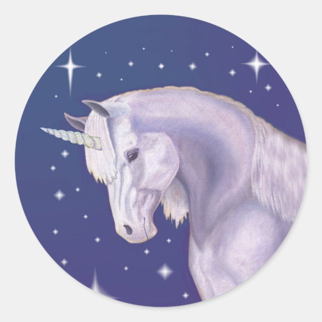 Redondo Adesivo de Unicorn Blue Starry (Frente)