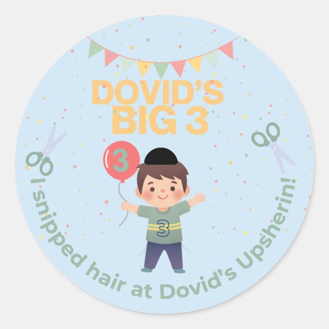 Redondo Adesivo de Upsherin Personalizado (Frente)