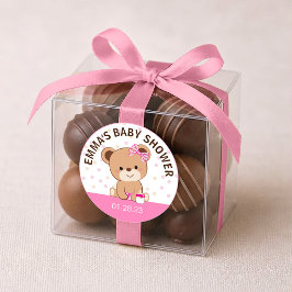 Redondo Adesivo de Urso Bebê Fofo (Rosa)