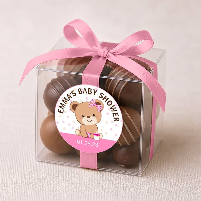 Redondo Adesivo de Urso Bebê Fofo (Rosa) (Criador carregado)