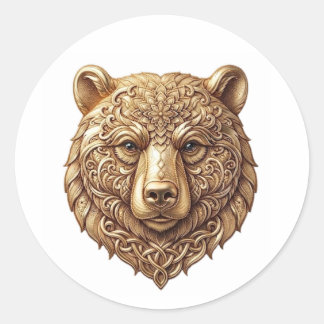 Redondo Adesivo de Urso Cinzento Majestoso, Decalque da Vi