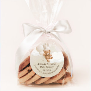 Redondo Adesivo de Urso de Pelúcia com Balões