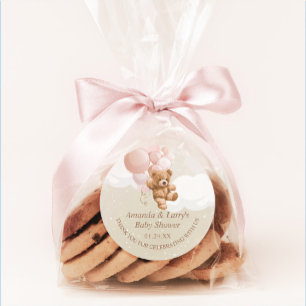 Redondo Adesivo de Urso de Pelúcia com Balões Rosa