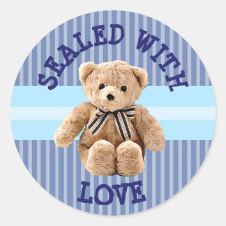 Redondo Adesivo de Urso de Pelúcia Selado com Amor
