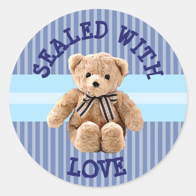 Redondo Adesivo de Urso de Pelúcia Selado com Amor (Frente)