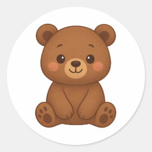 Redondo Adesivo de Urso Fofo – Urso Teddy Kawaii Adorável
