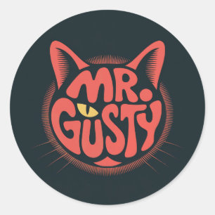 Redondo Adesivo de Vinil com Logotipo de Gato "Sr. Gusty"