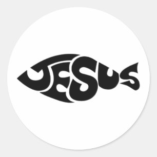Redondo Adesivo de Vinil Cristão Peixe de Jesus