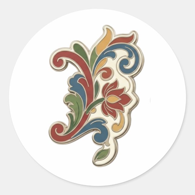 Redondo Adesivo de vinil Rosemaling! (Frente)