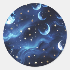 Redondo Adesivo - Design de Lua Celestial Azul Safira