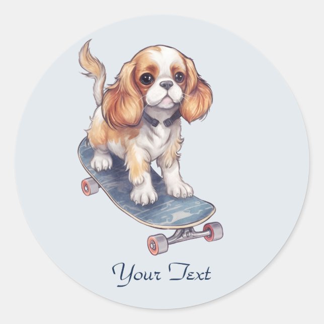 Redondo Adesivo do Cavalier King Charles Spaniel (Frente)