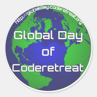 Redondo Adesivo do Dia Global do Coderetreat de 3"