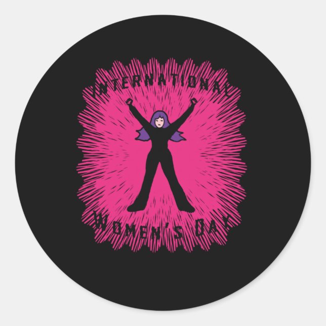 Redondo Adesivo do Dia Internacional das Mulheres (Frente)