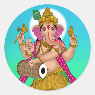 Redondo Adesivo do Ganesha Dançante