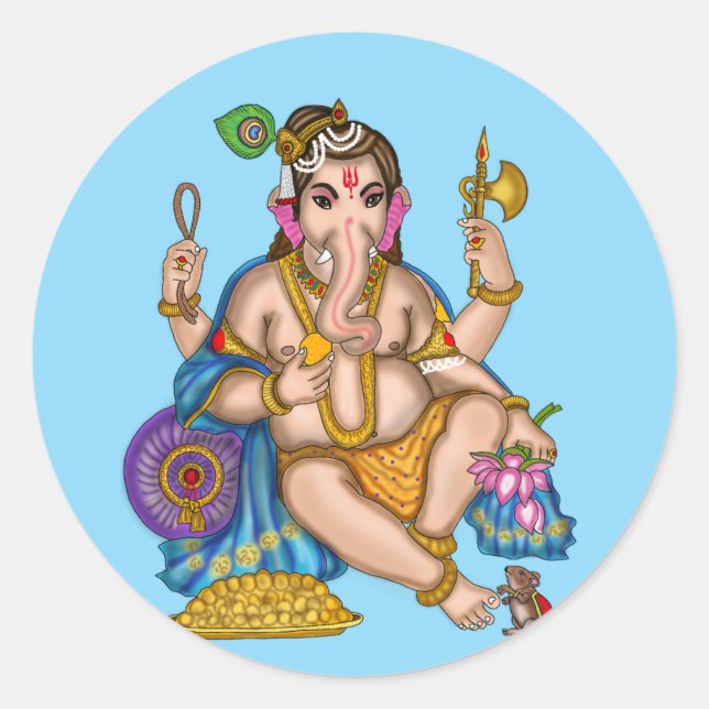 Redondo Adesivo do Ganesha Infantil  (Frente)
