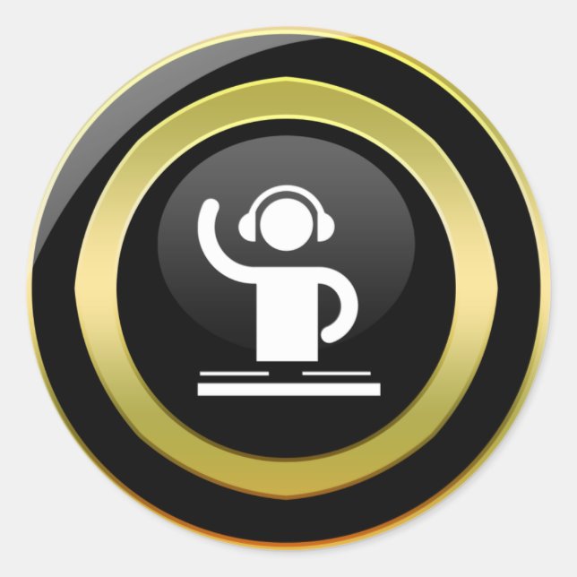 Redondo adesivo do ícone DJ (Frente)