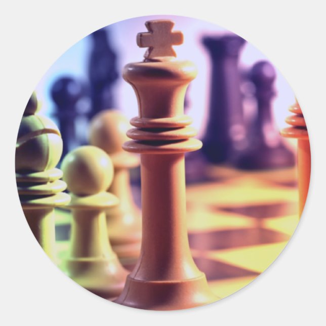 Redondo Adesivo do Jogo Chess (Frente)