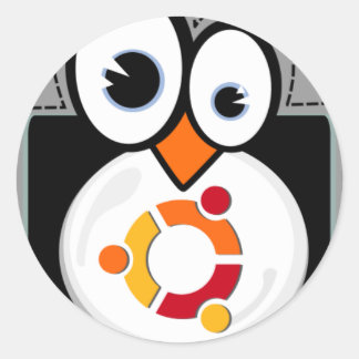 Redondo Adesivo do Linux Penguin Ubuntu