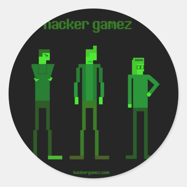 Redondo Adesivo do logotipo Hacker Gamez (Frente)