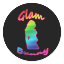 Adesivo do logotipo Rainbow Glam Bunny Round