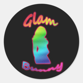 Redondo Adesivo do logotipo Rainbow Glam Bunny Round