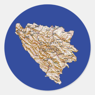 Redondo Adesivo do Mapa da Bósnia-Herzegovina