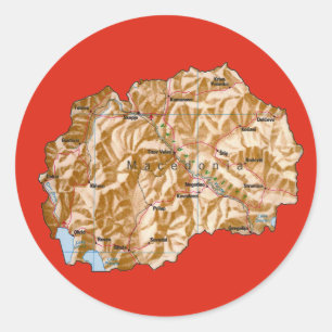 Redondo Adesivo do Mapa da Macedônia do Norte