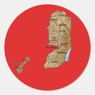 Redondo Adesivo do Mapa da Palestina