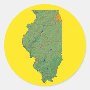 Redondo Adesivo do Mapa de Illinois