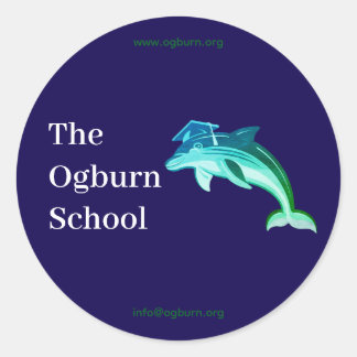 Redondo Adesivo do Mascote da Escola Ogburn Azul Escuro