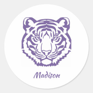Redondo Adesivo do Mascote da Escola Purple Tiger
