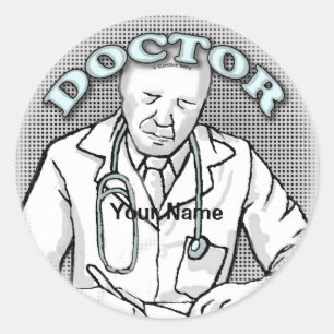 Redondo Adesivo do médico retrô