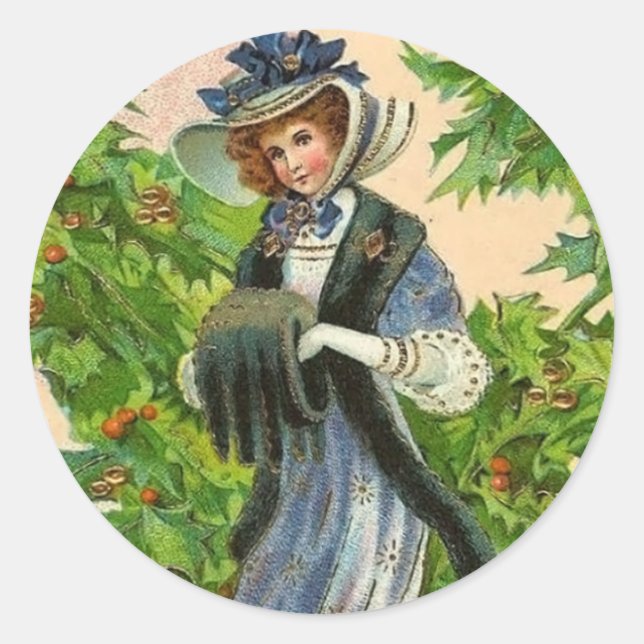 Redondo adesivo do natal vintage (Frente)