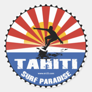Redondo adesivo do paraíso de surfe de tahiti