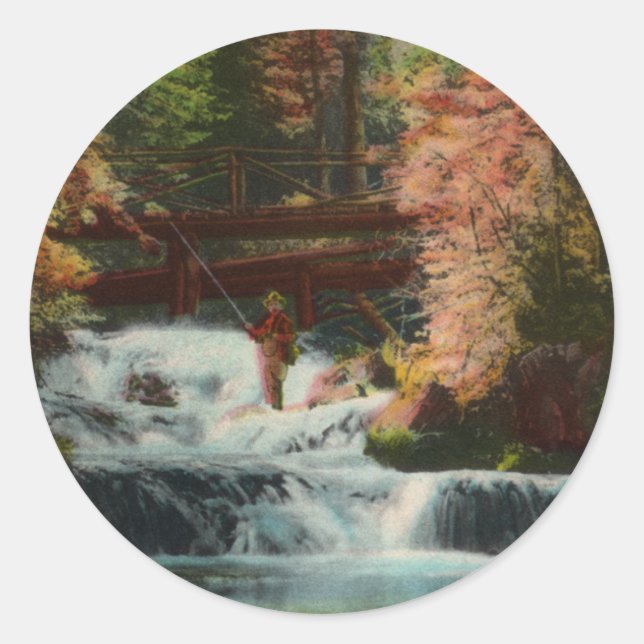 Redondo Adesivo do pescador de Colinas pretas (Frente)