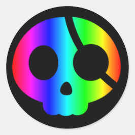 Redondo Adesivo do Rainbow Pirate Skull