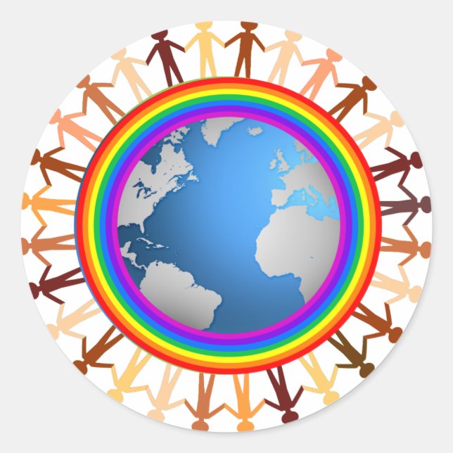 Redondo Adesivo do Rainbow Pride (Frente)