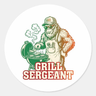 Redondo Adesivo do Sargento da Churrasqueira Bigfoot Engra