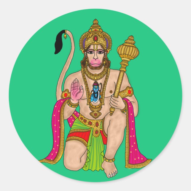 Redondo Adesivo do Senhor Hanuman (Frente)